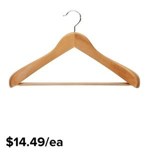 The container store Superior Wooden Coat Hanger Ribbed Bar Natural a set…